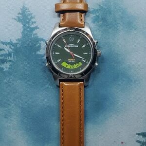 Timex Expedition Men's Watch - Green Dial with Brown Leather Strap